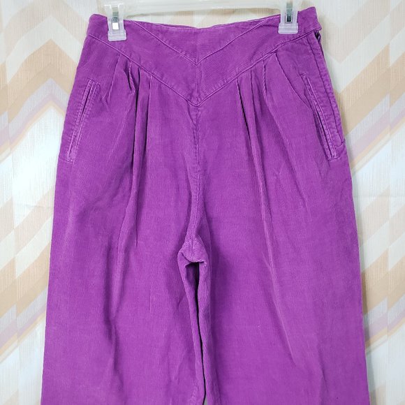 VTG purple corduroy pleated front pants - Picture 2 of 3